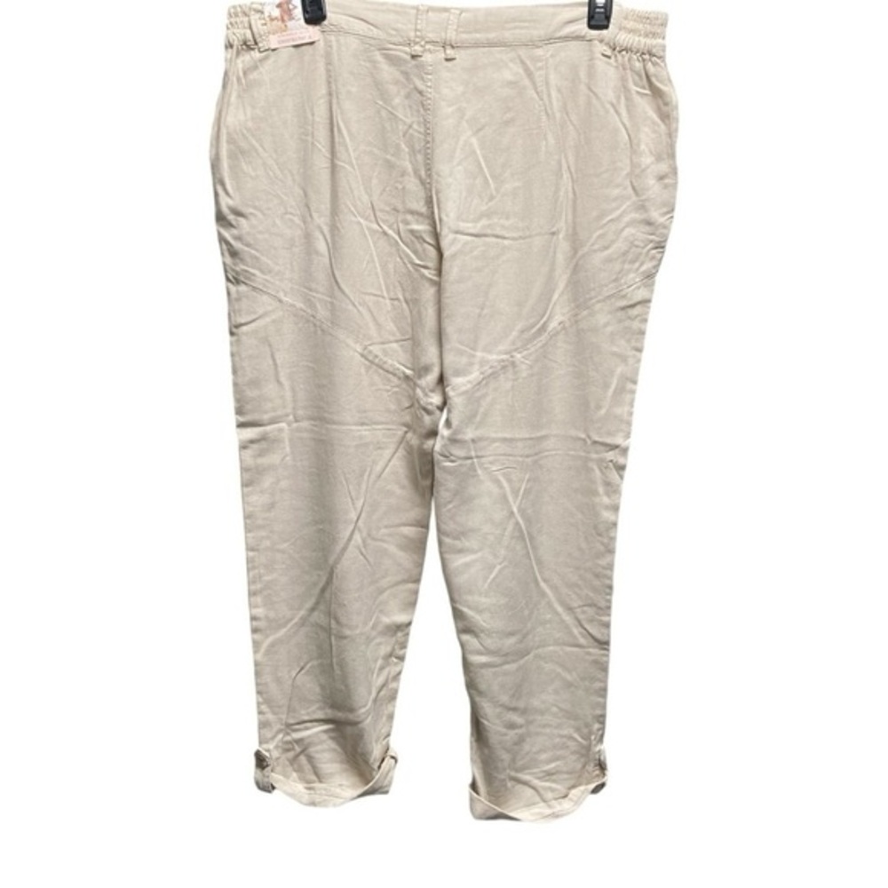 Sincerely Jules Khaki Linen Blend Pull-On Convertible Length Pants - Picture 2 of 6